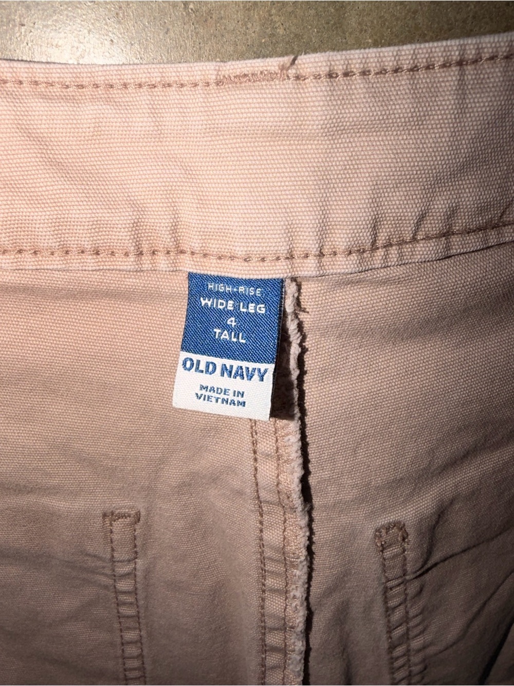 Old Navy High Rise Wide Leg Pants 4 Tall Khaki Patch Pocket Cotton Fall Photos - Picture 5 of 11
